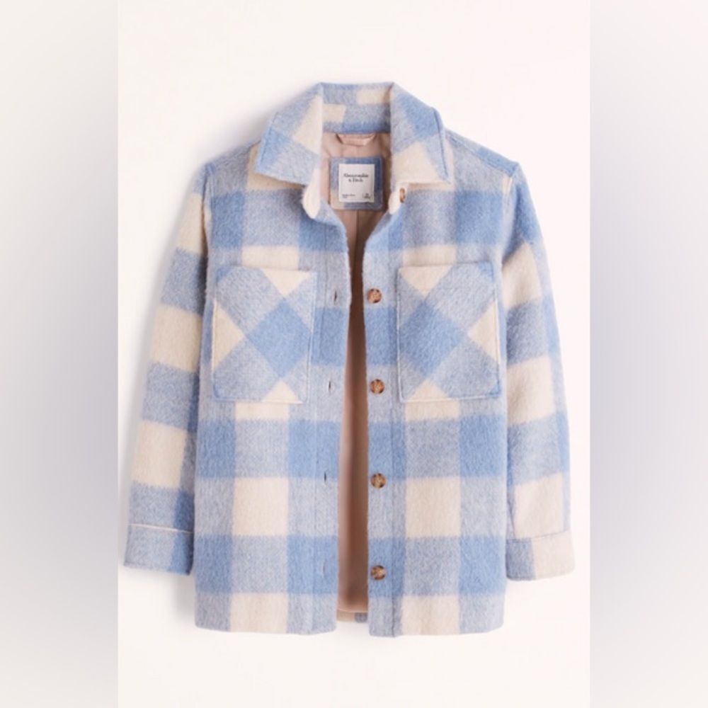 Abercrombie and Fitch Cozy Shirt Jacket Plaid Small Wool Blend